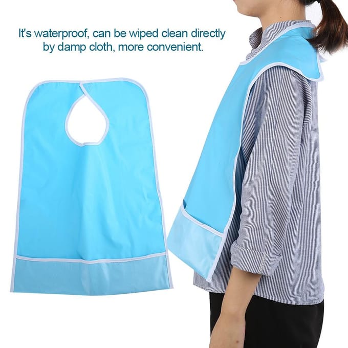 Waterdichte Volwassen Oudere Eetmoment Eet Slab Kleding Kledingbeschermer Eethulp Lichtblauw blue