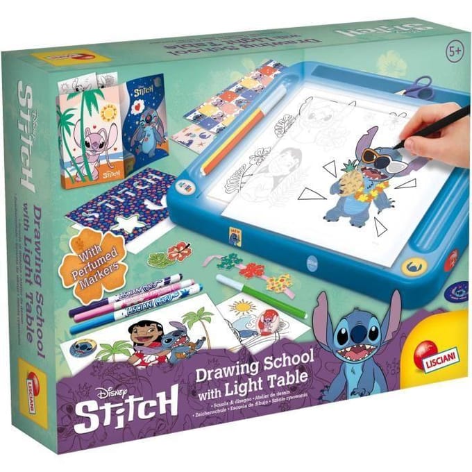 Kit de dessin - LISCIANIGIOCHI - STITCH - Table lumineuse - Modèles, Feutres