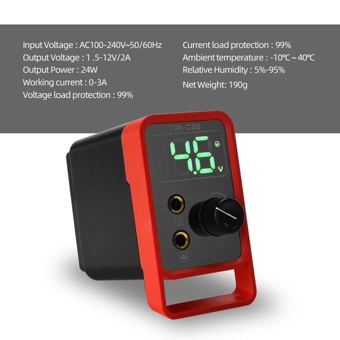 ATOMUS Tattoo Voeding Spanningsstabilisator Regulator Transformator LED Digitaal Display voor Tattoo EU Plug red