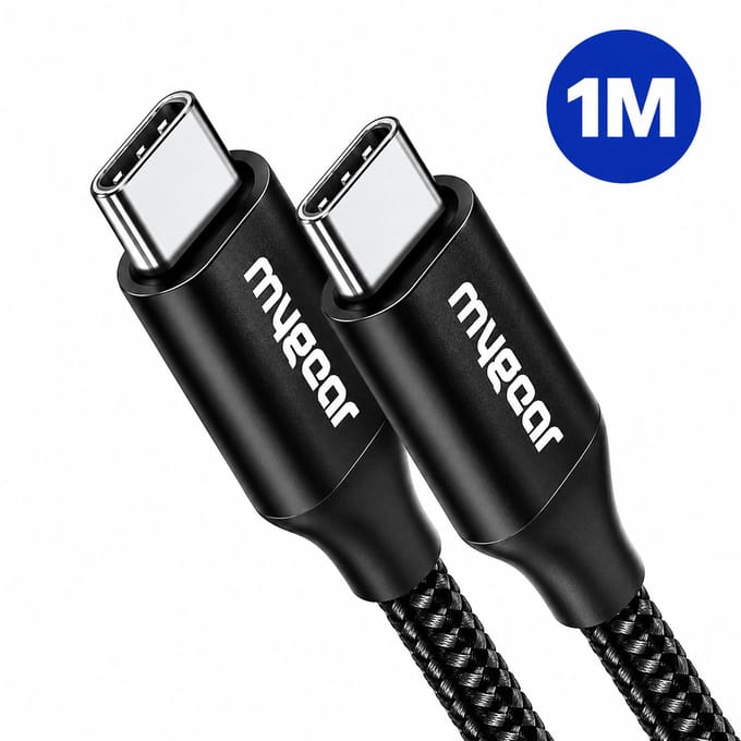 MyGear USB-C naar USB-C Kabel - 1 Meter - Data- en Oplaadkabel - USB 3.0 - 5Gbps - 60W PD Snelladen - Zwart