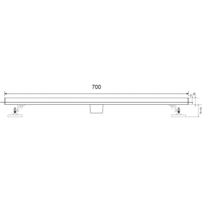 Douchegoot - 70cm - Standaard rooster - RVS - Met Flens