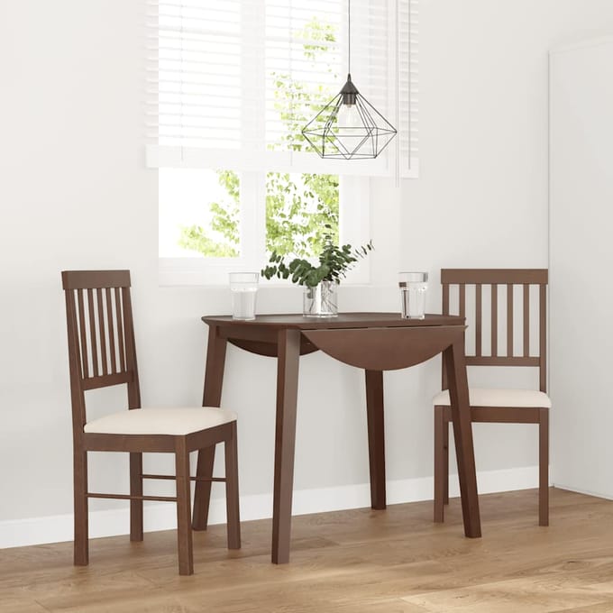 vidaXL - Eetkamerstoelen - met - kussens - 2 - st - massief - hout - rubber - bruin
