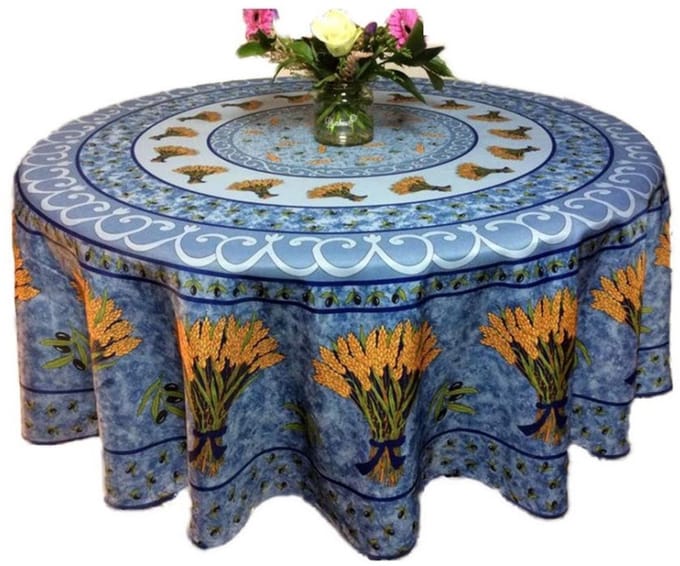 Provençaals rond vlekbestendig tafelkleed tarweboeket 100% polyester