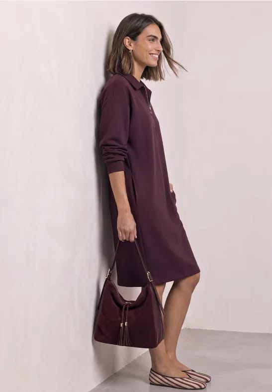 Kniehoge sweaterjurk met ritsdetail