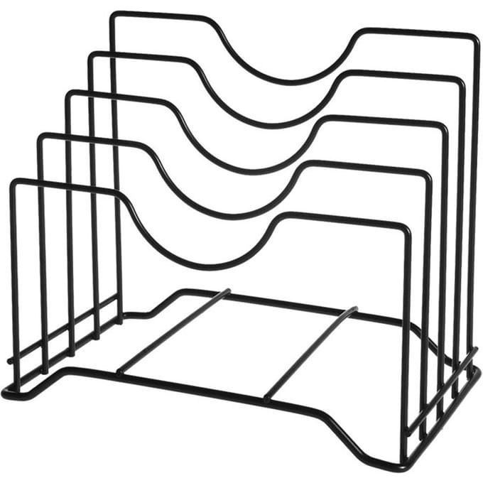 Support de couvercles de casseroles Fer Cuisine Support de rangement pour planches à découper Support de rangement multifonctionnel pour assiettes black
