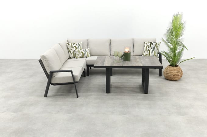 Lagos/Darwin lounge dining set - antraciet - links & rechts