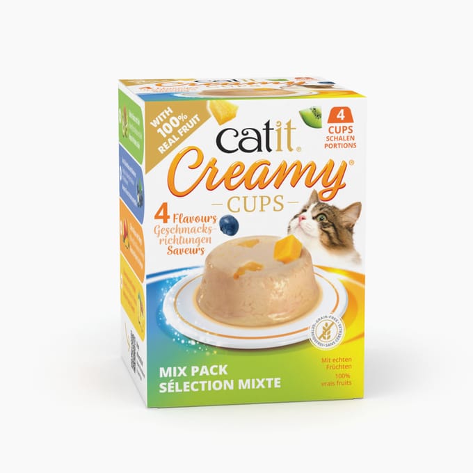 4x25g Catit Creamy Cups Mix (4 smaken) kattensnacks