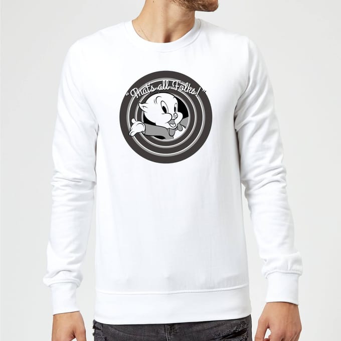 Looney Tunes Porky Pig Circle Logo Trui - Wit - S