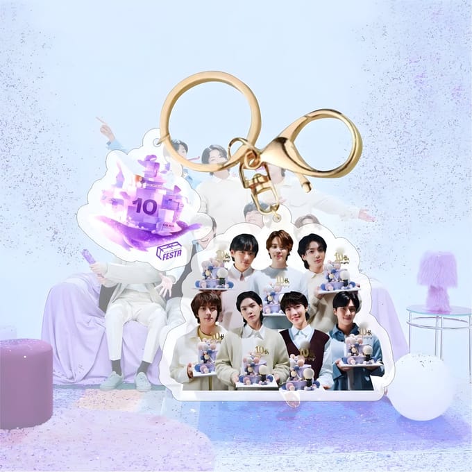 BTS 2023 10th Anniversary Plastic Keyring Acrylic Keychain Group [Sleutelhanger]