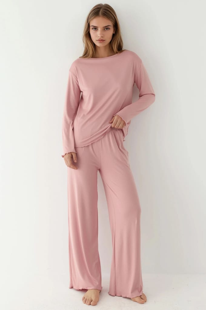Gezellige Relaxed Fit Lange Mouwen Pyjama Set