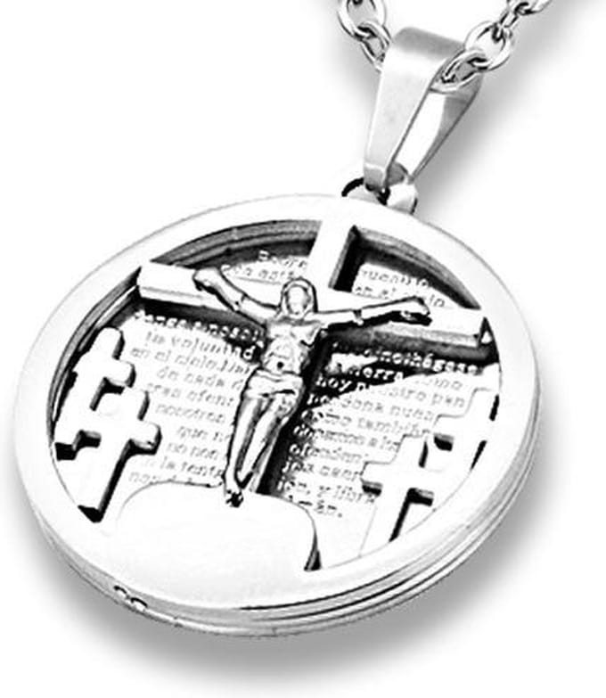 Amanto Ketting Djaimy - 316L Staal - Kruis - 32x32mm - 60cm