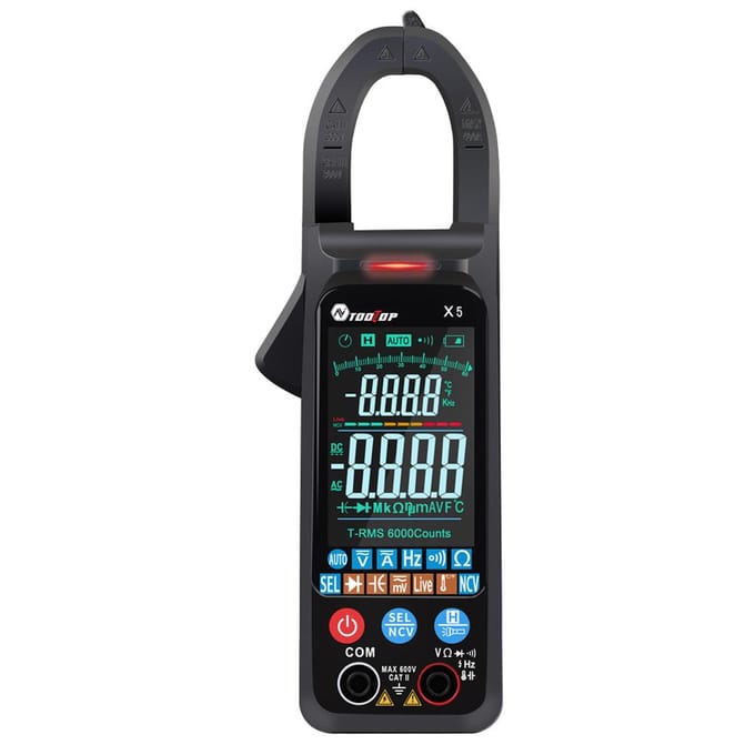 TOOLTOP X5 Handheld draagbare multifunctionele stroomtang LCD-scherm Celsius / Fahrenheit-schakelaar NCV Direct meten zwart