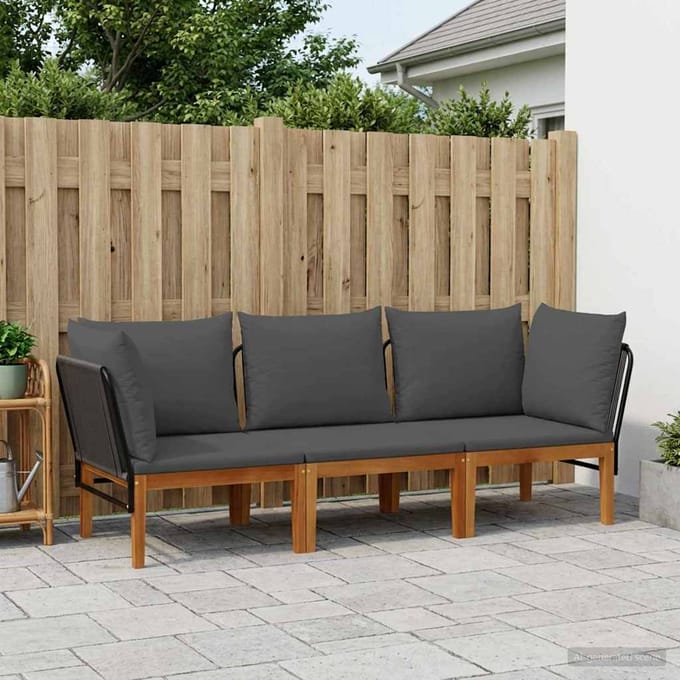 vidaXL - 3 - st - Massief - acaciahout - & - touw - Naturel