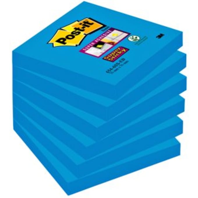 Memoblok post-it 654 super sticky 76x76mm blauw 90 Vel