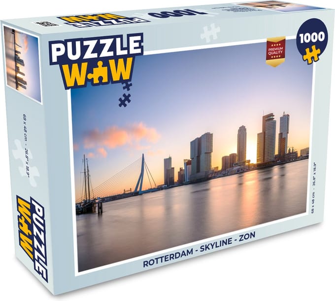 Puzzel Rotterdam - Skyline - Zon - Legpuzzel - Puzzel 1000 stukjes volwassenen