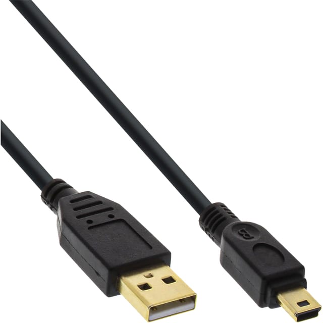Mini USB - USB-A kabel | verguld | USB2.0 | 5W | zwart | 2 meter