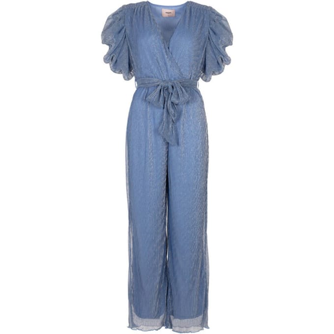 Freebird F-jer-plisse-lurex-26-1 Jumpsuits Dames - Lichtblauw - Maat M
