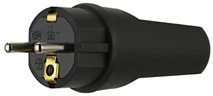 Geaarde stekker voor buiten, IP44, 230VAC, 16A, zwart