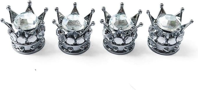 VCTparts® Zilveren Diamant Kroon Ventieldopjes - Metaal (set)