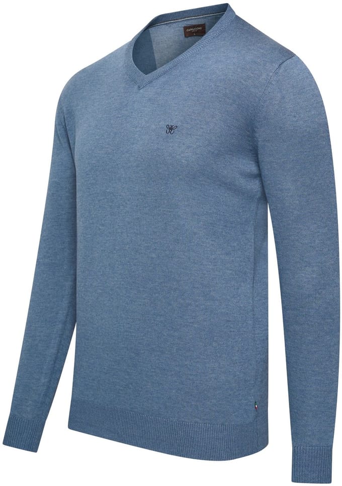 Cappuccino Italia - Heren Trui Pullover Salerno - Blauw - Maat L