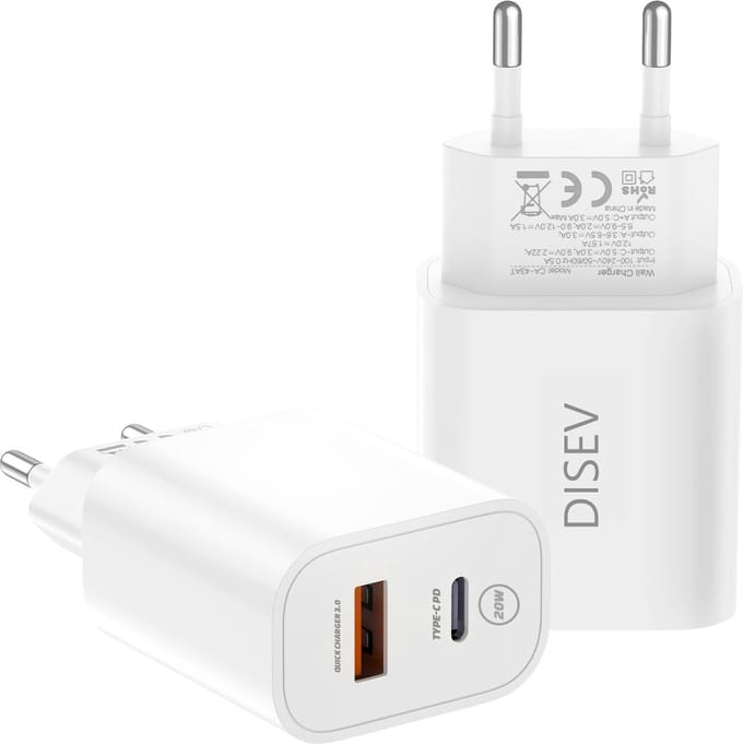 DISEV® USB C Adapter oplader USB stekker - Snellader - Telefoon oplader - Snellader