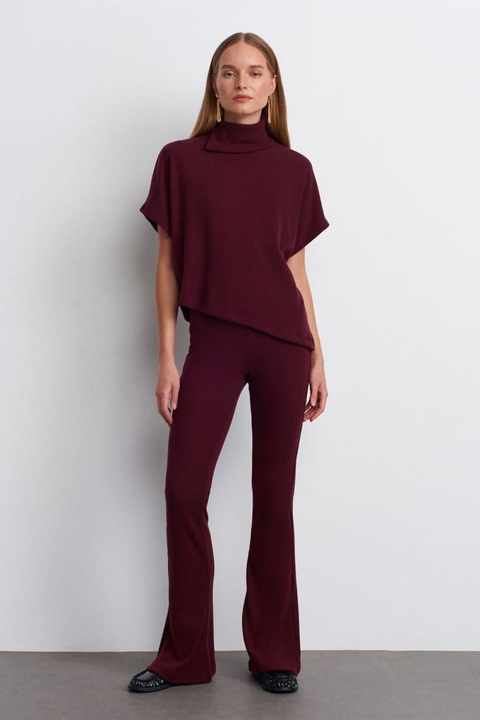 Hoge Taille Flared Gebreide Broek