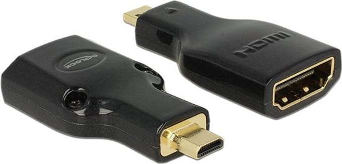 DeLOCK Adapter High Speed HDMI with Ethernet - HDMI Micro-D male > HDMI-A female 4K black