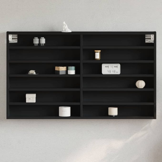 vidaXL - Vitrinekast - 100x8,5x58 - cm - bewerkt - hout - zwart