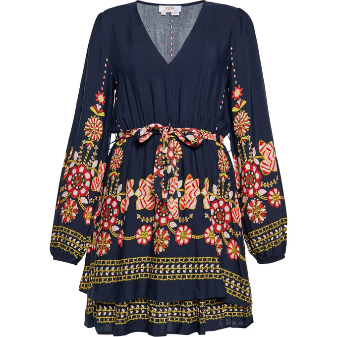 usha Jurk Dames Navy Veelkleurig