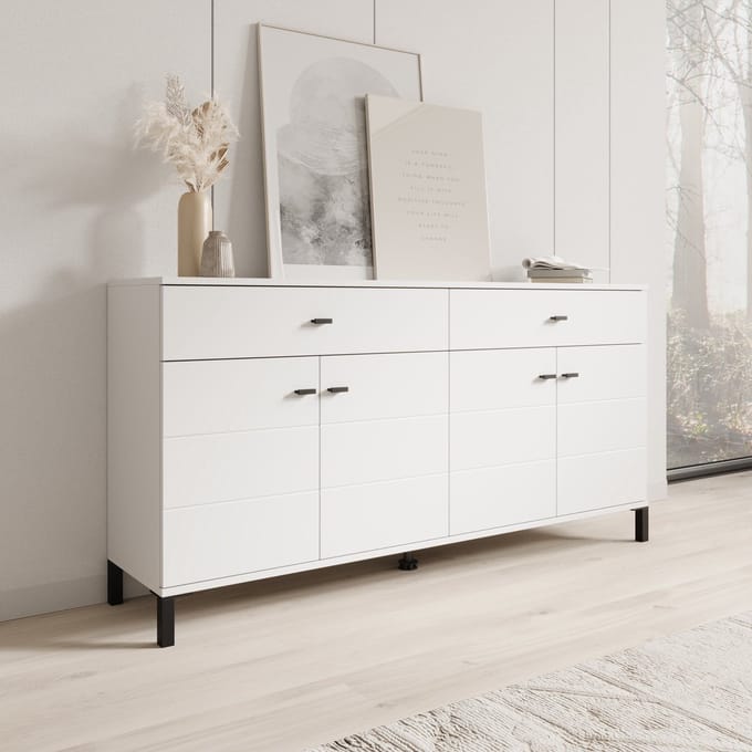 Meubella - Avellio - Dressoir - Wit - 154x35x78 cm