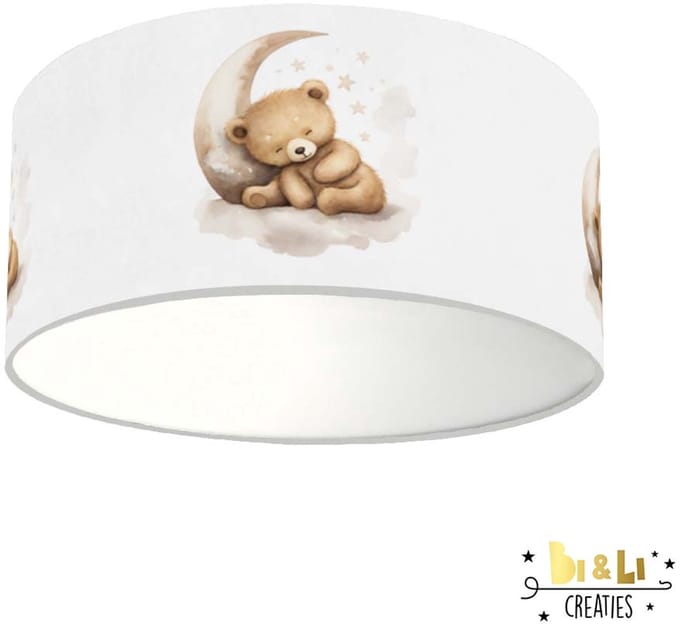 Plafondlamp Beer op maan-sfeerverlichting-kinderkamer-incl diffuser-beer-incl plafondfitting-maan
