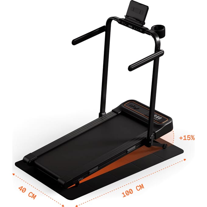 Moov Walk Plus Loopband Inklapbaar met Helling 15% - Walking Pad - Opvouwbare Wandelband - Treadmill 1-8 km/u - Incl. Accessoires