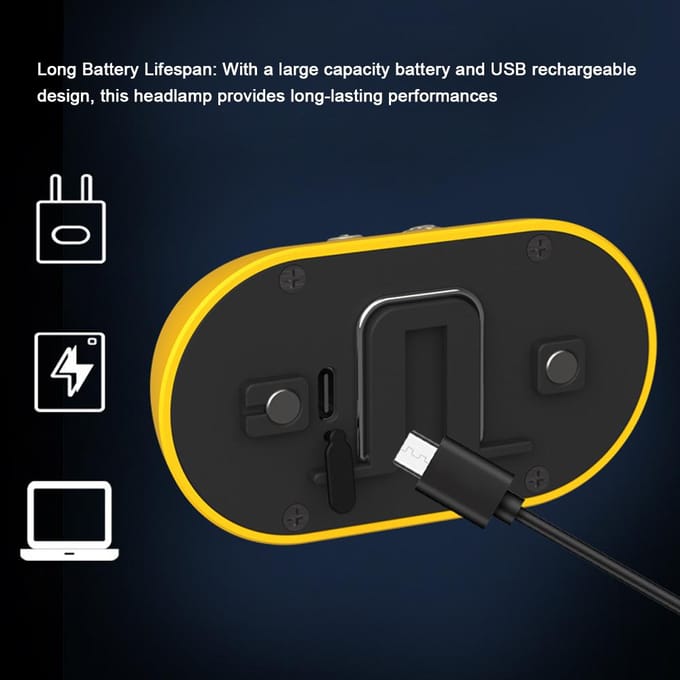 Lichtgewicht koplamp Outdoor Camping Vissen Multi-modi koplamp Waterdichte koplamp USB zwart