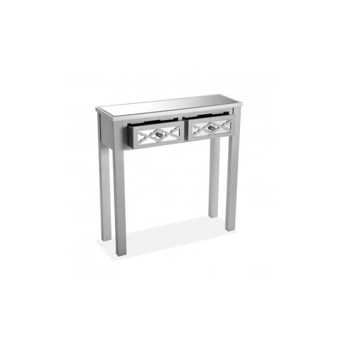 Console bois et miroir - VERSA - SAFIRA - 2 tiroirs - Bois - 78 x 25 x 78 cm