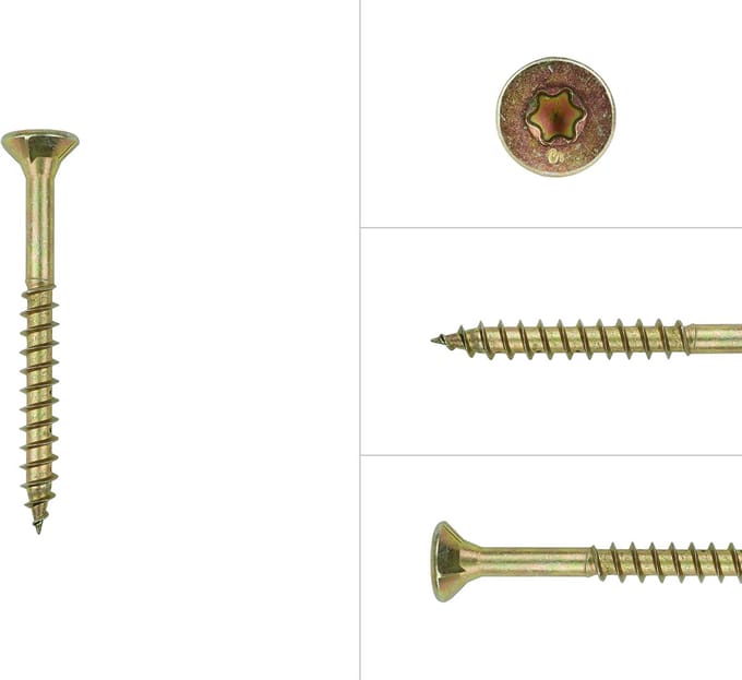 Spaanplaatschroeven Geel Verzinkt 5 x 40 mm Torx 20 | Doos 200 Stuks