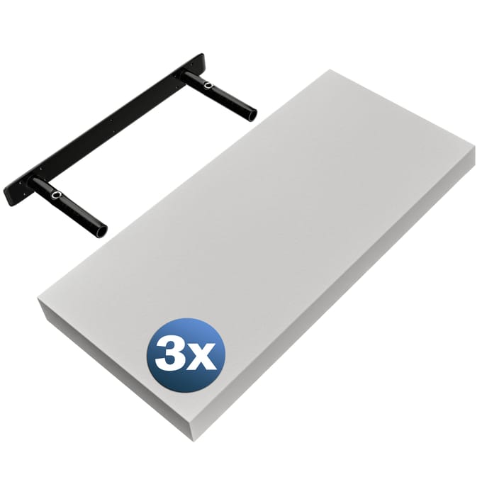 Wandplank Zwevend 3 Stuks Wit MDF 50x23x3,8cm