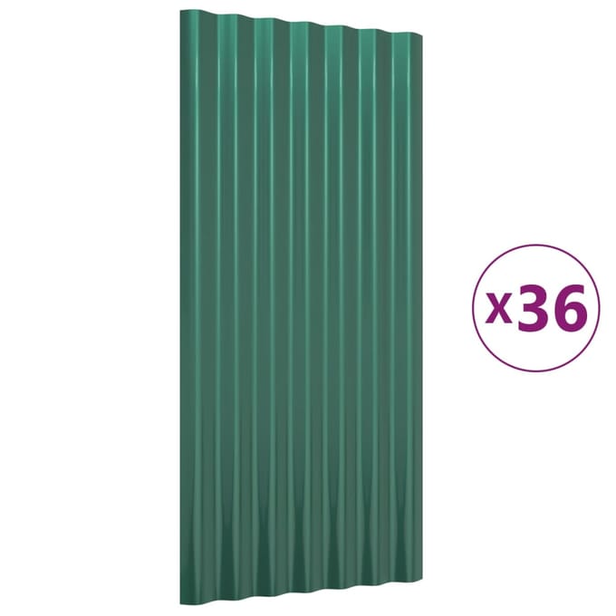 vidaXL - Dakpanelen - 36 - st - 80x36 - cm - gegalvaniseerd - staal - groen