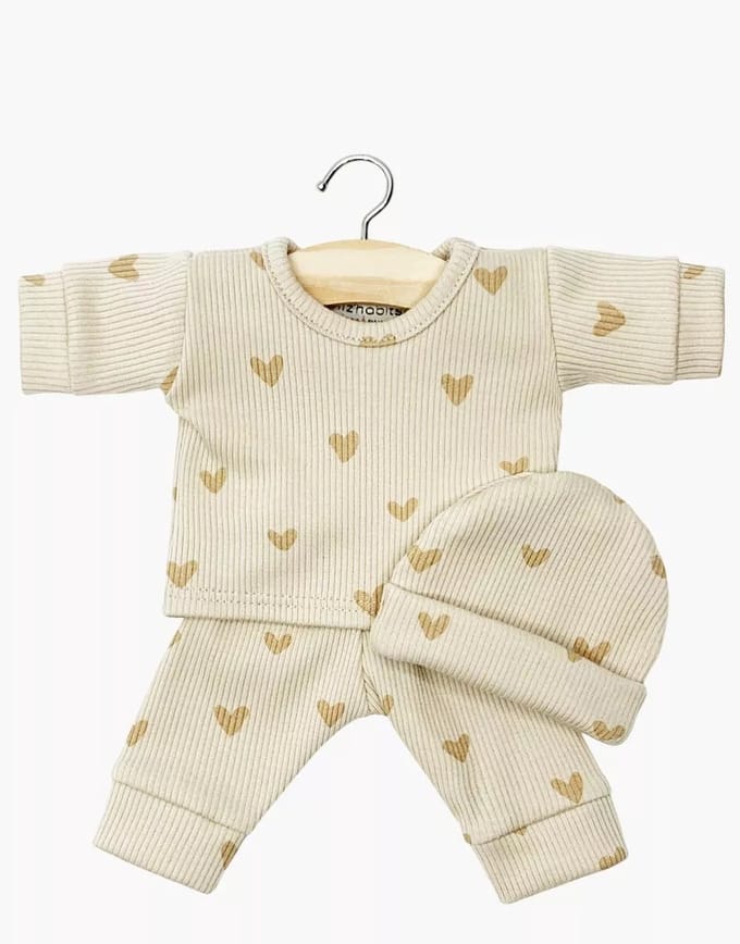 Minikane Poppenkleding Pyjama Morgan Hartjes Beige 28 cm