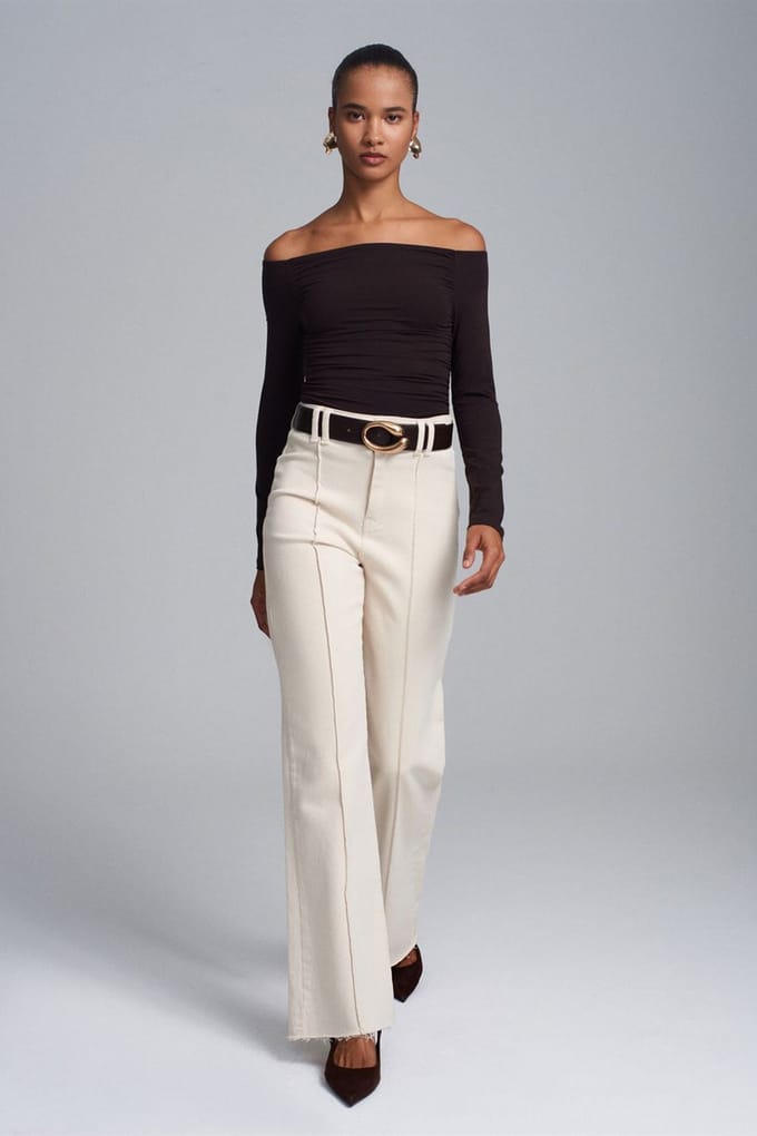 Off-Shoulder Slim Fit Gebreide Blouse