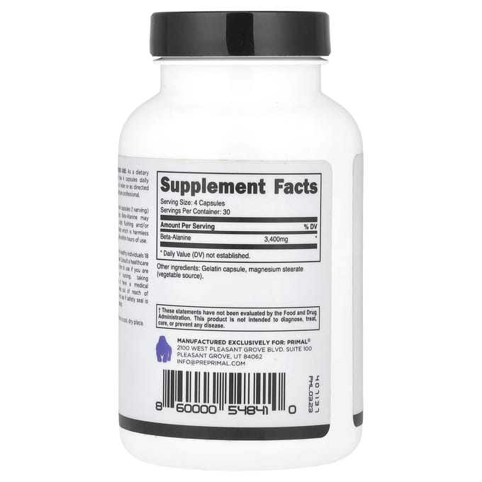 PrePrimal, beta-alanine, 3,400 mg, 120 capsules (850 mg per capsule)
