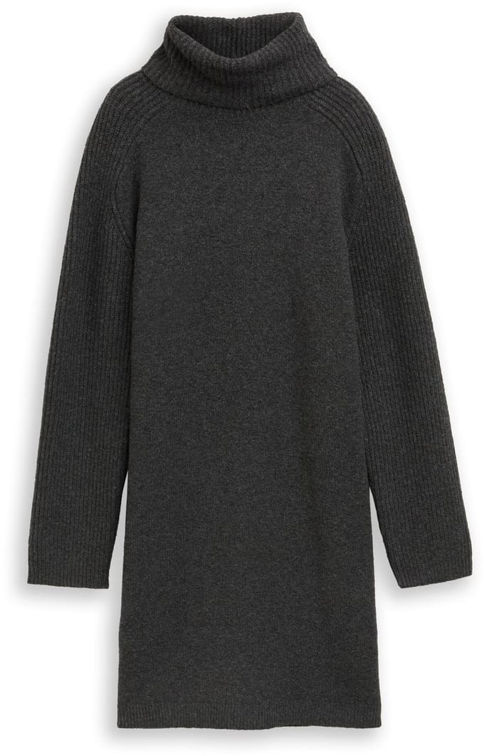 Tom Tailor Denim - Mini-jurk met col - Maat M - Shale Grey Melange