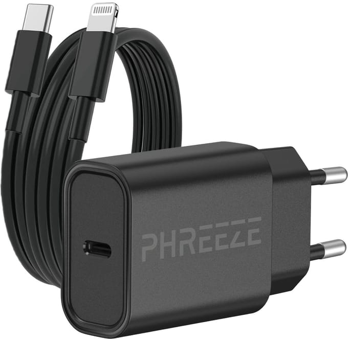 Oplader geschikt voor Apple iPhone 14, 13, 12, 11, X - 20w Snellader + Lightning oplaadkabel 2 Meter