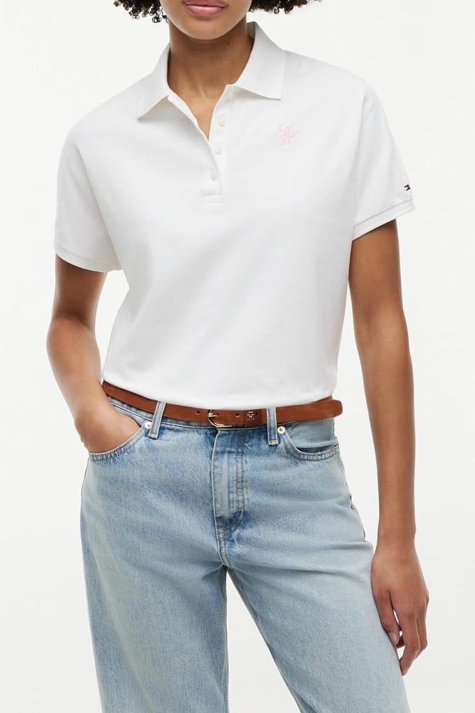 Tommy Hilfiger Th Script Modern Ss Ecru Größe: S | Poloshirts Outlet | Damen | Braun