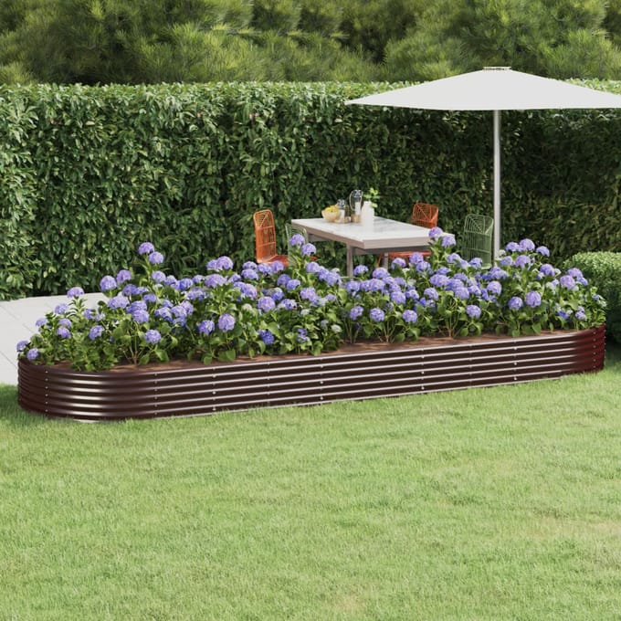 vidaXL - Plantenbak - 450x140x36 - cm - gegalvaniseerd - staal - bruin