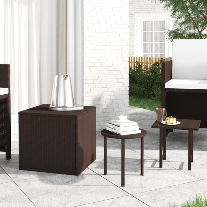 vidaXL - Tuinbijzettafels - 3 - st - poly - rattan - bruin