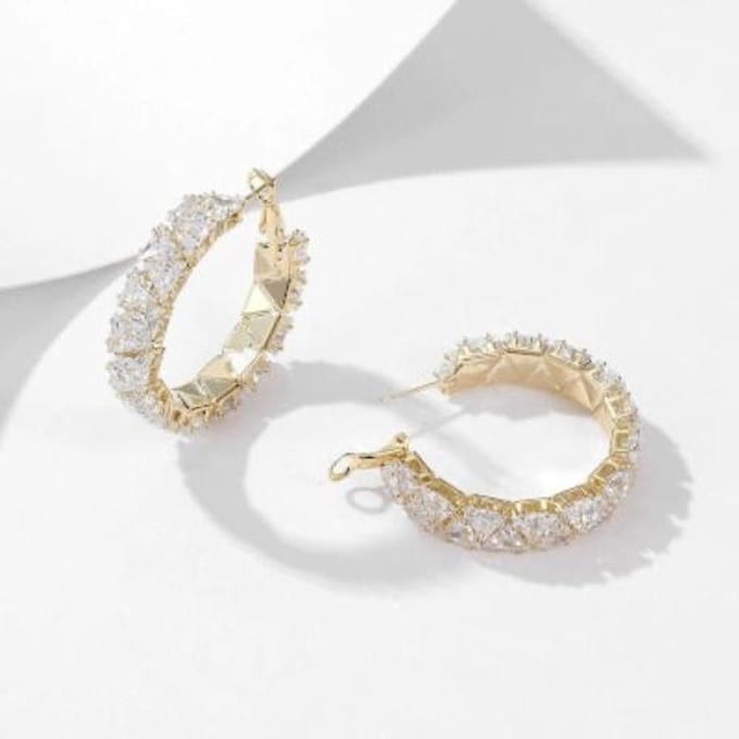 Luxe Hoop Oorbellen met Diamantlook-zilver