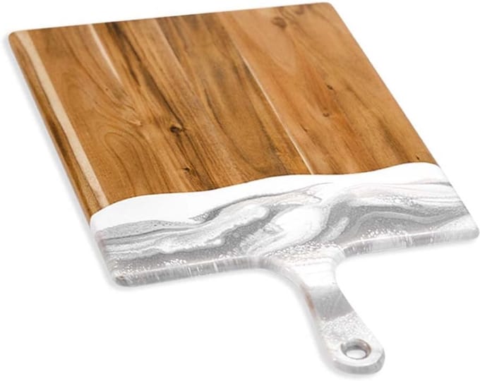Kaasplank - Serveerschaal - Hapjes Presenteren - Marmer & Hout - 60 cm Lengte - Gepolijst