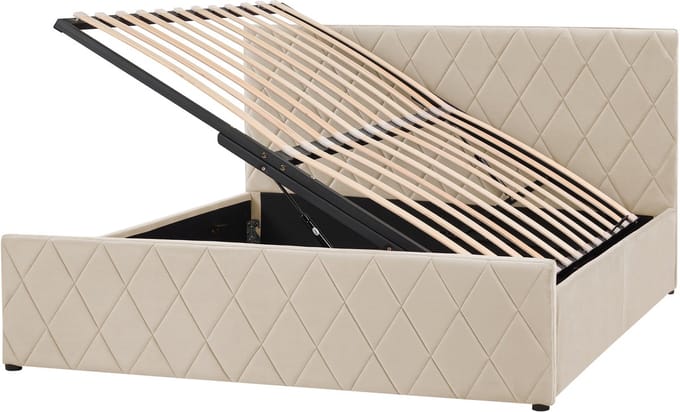 ROCHEFORT - Tweepersoonsbed - Beige - 160 x 200 cm - Fluweel