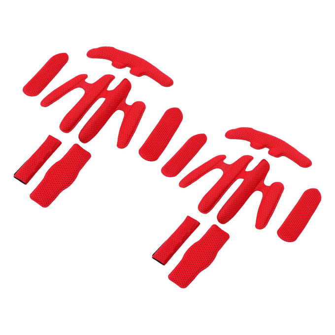 2 Sets Helm Padding Kit Hittepersing Spons met Klittenband Fietshelm Voering voor Elektrische Uniform Size red