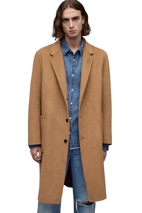 AllSaints Stano Coat Deep Camel Taglia: 52 | Cappotti monopetto Outlet | Uomo | Marrone